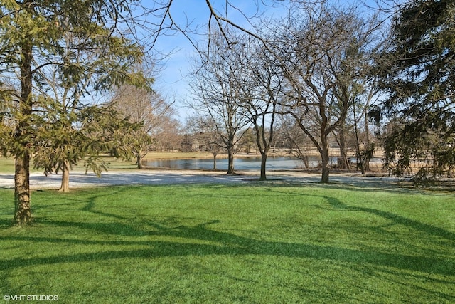 view of yard featuring a water view