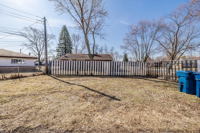 view of yard with a fenced backyard