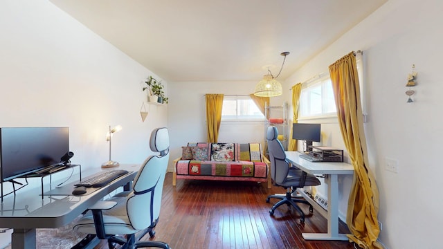 office space featuring hardwood / wood-style flooring