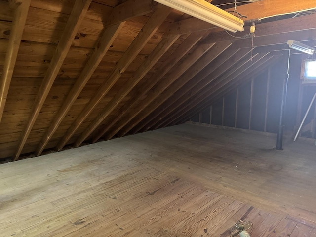 view of unfinished attic