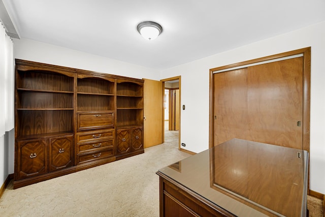 view of carpeted home office