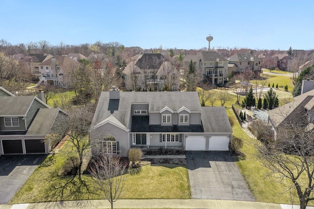 aerial view featuring a residential view