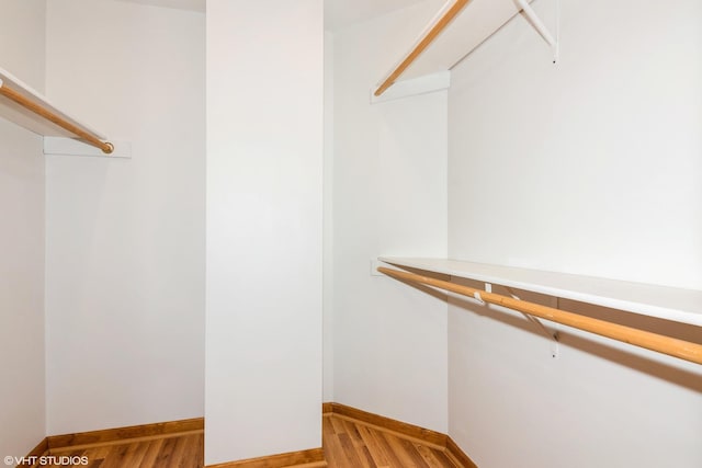 spacious closet featuring light wood-style flooring