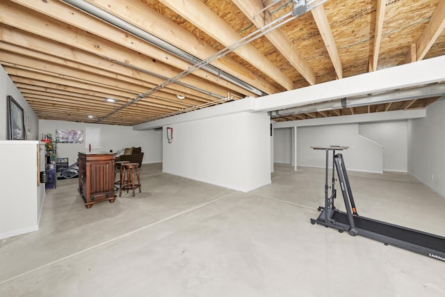 view of finished basement