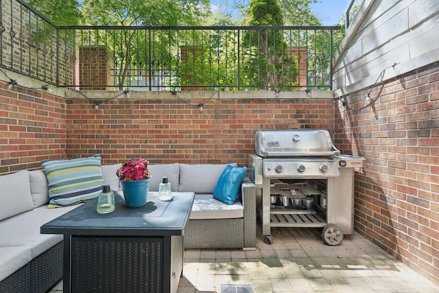 view of patio with outdoor lounge area