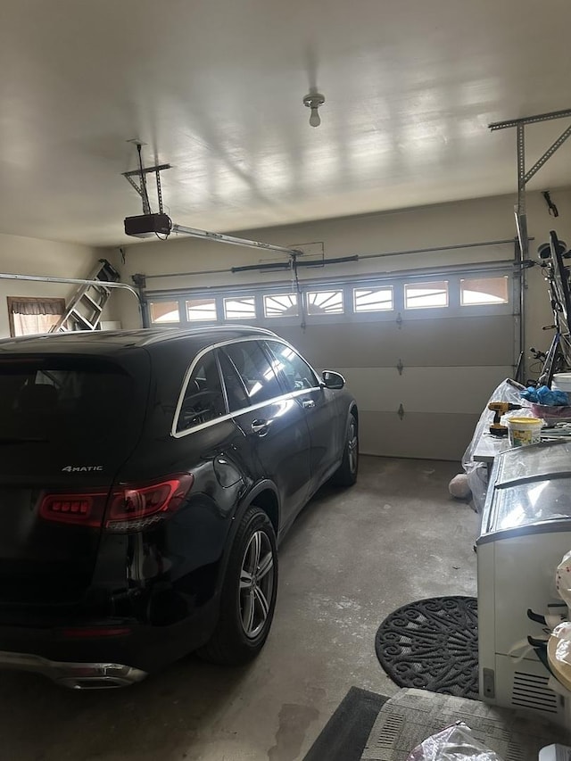 garage with a garage door opener