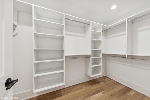 walk in closet featuring wood finished floors