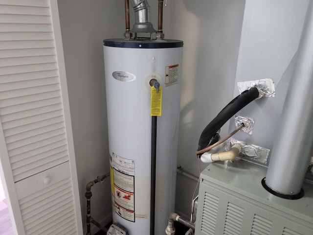 utility room featuring water heater