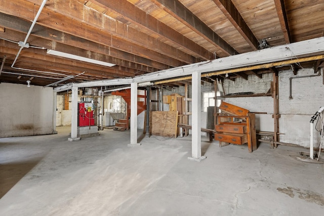 view of unfinished basement