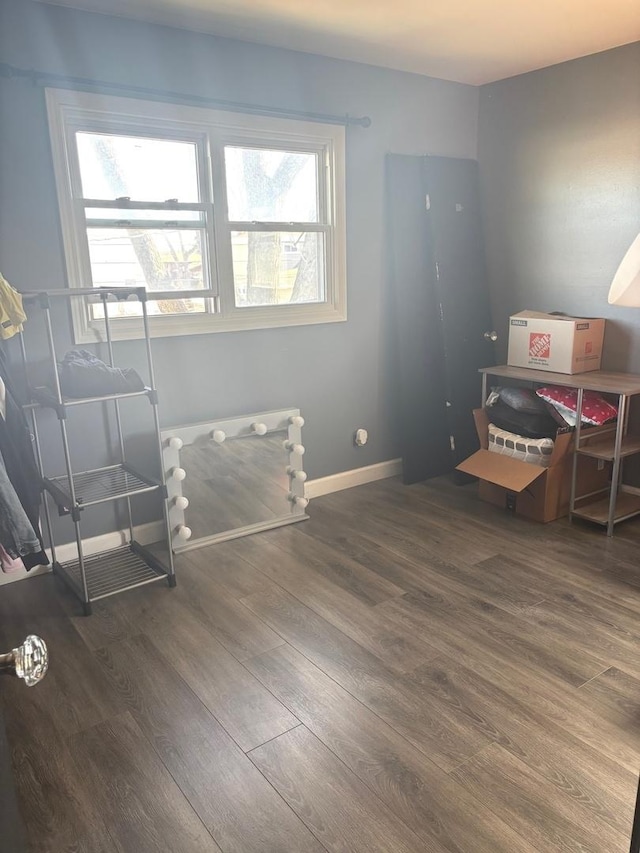 interior space featuring baseboards and wood finished floors