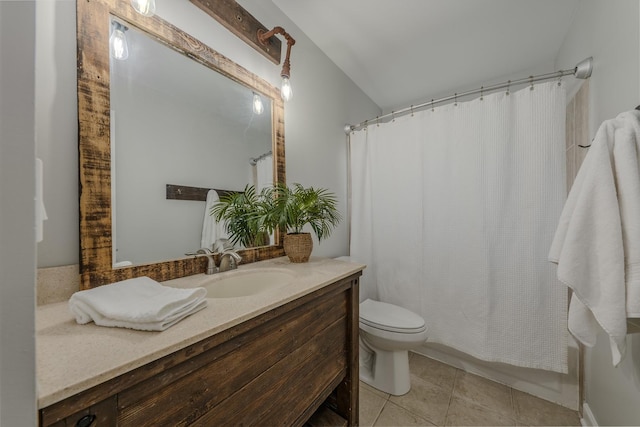 full bathroom with tile patterned flooring, toilet, and vanity