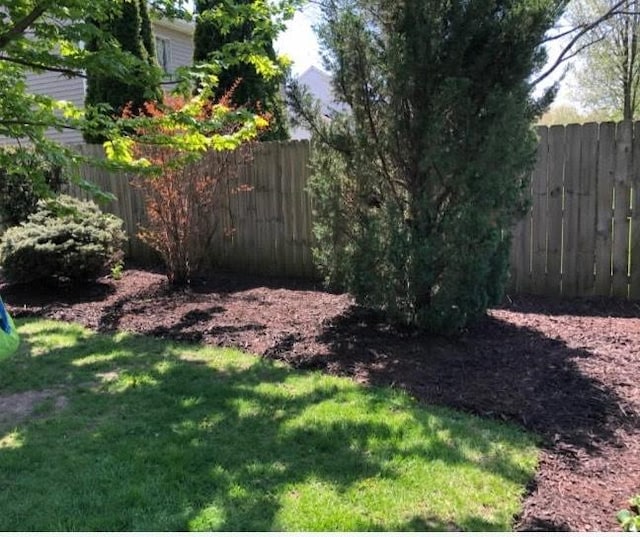 view of yard with a fenced backyard