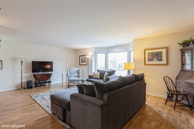 living room with wood finished floors and baseboards