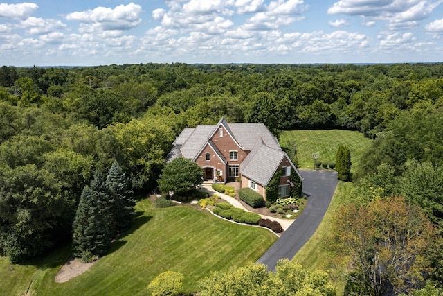 bird's eye view with a forest view