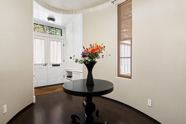 foyer featuring dark wood finished floors