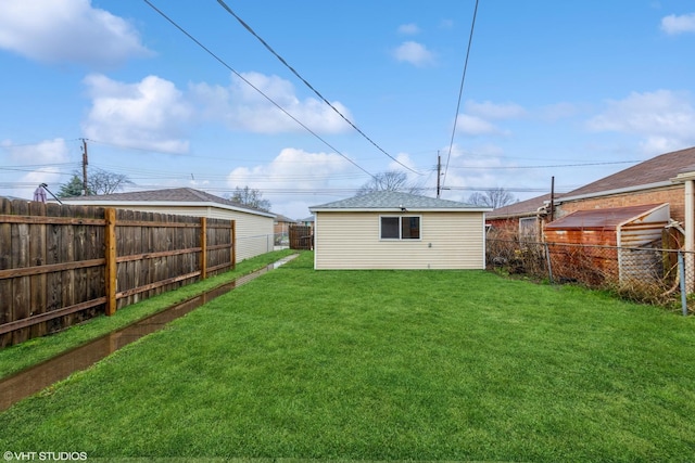 view of yard with a fenced backyard