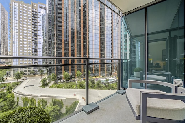 balcony with a view of city