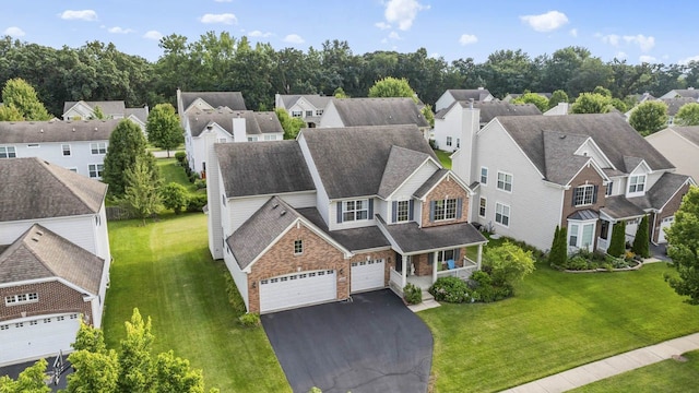 bird's eye view with a residential view