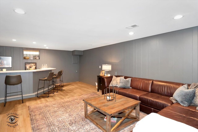 27W213 Manchester Rd, Winfield, IL 60190 - living room featuring light wood-style floors, recessed lighting, and bar area