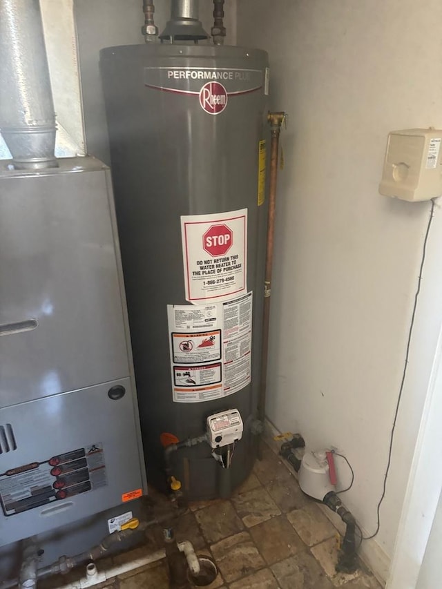 utilities with water heater and heating unit