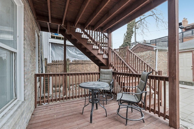 wooden terrace with stairs