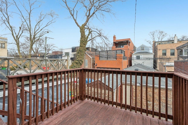 deck with a residential view