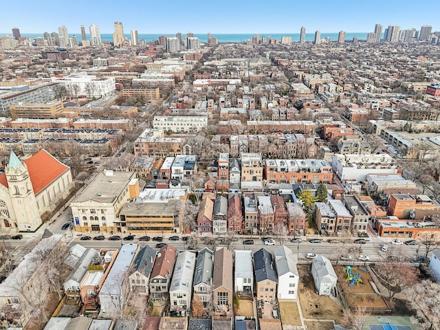 drone / aerial view featuring a view of city