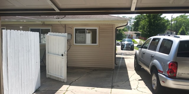 view of garage