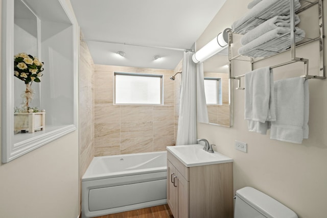 3119 W 83rd St, Chicago, IL 60652 - full bath with toilet, vanity, shower / bath combo, and wood finished floors