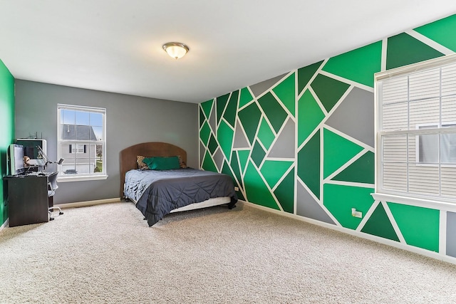 330 Alexis St, Plano, IL 60545 - carpeted bedroom with an accent wall and baseboards