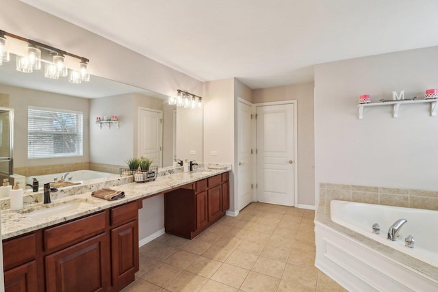 2734 Carrington Dr, West Dundee, IL 60118 - full bath featuring a bath, tile patterned flooring, and double vanity