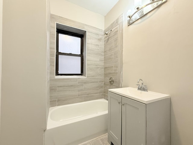 full bathroom with vanity and bathing tub / shower combination