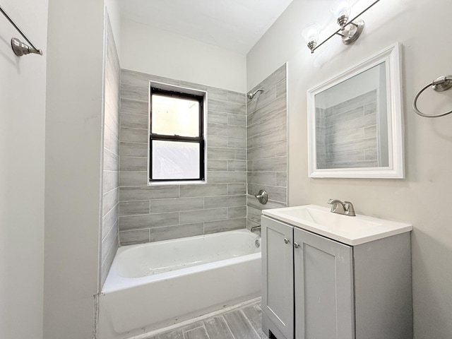 full bathroom featuring vanity and shower / bath combination