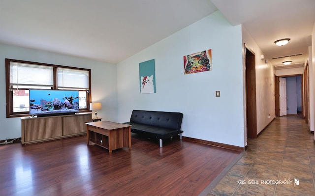 17825 W Cheyenne Ct, Grayslake, IL 60030 - living area with radiator heating unit, dark wood-style flooring, and baseboards