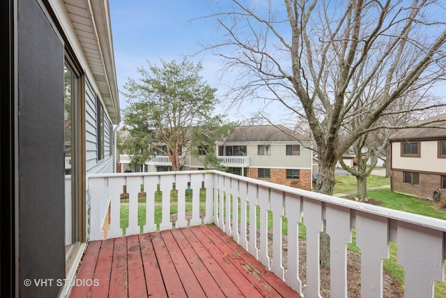 deck with a residential view