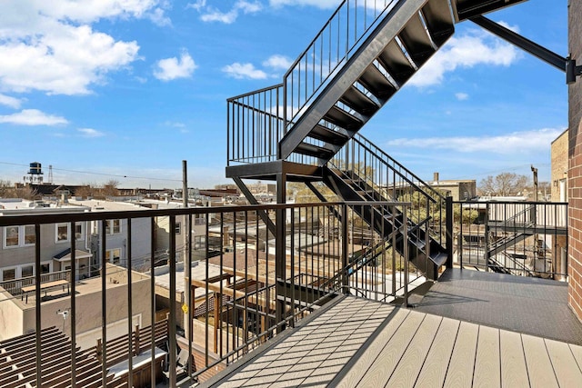 deck featuring stairs