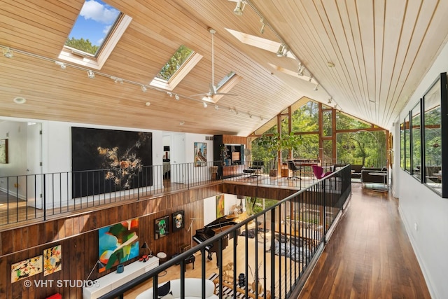 exterior space with a skylight