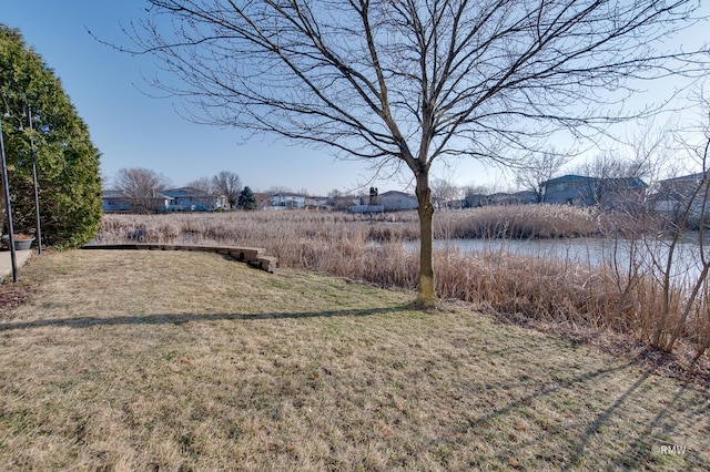 view of yard featuring a water view