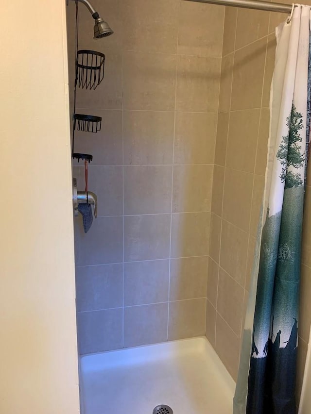 full bath with a shower stall