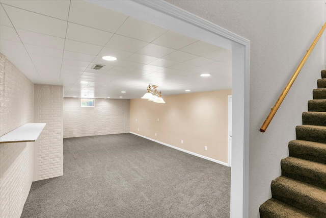 3402 Mill Creek Ct, Champaign, IL 61822 - below grade area featuring carpet floors, recessed lighting, stairs, and visible vents