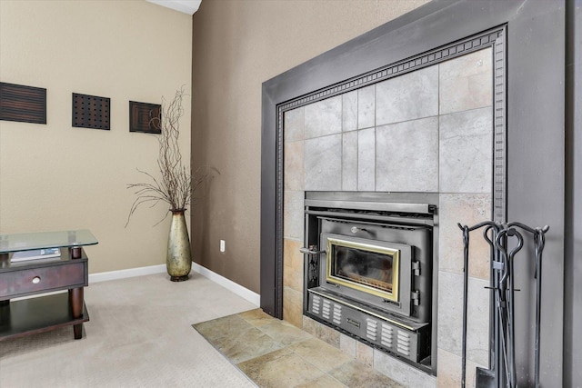 3402 Mill Creek Ct, Champaign, IL 61822 - interior space with baseboards and a fireplace