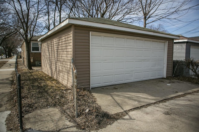 view of detached garage