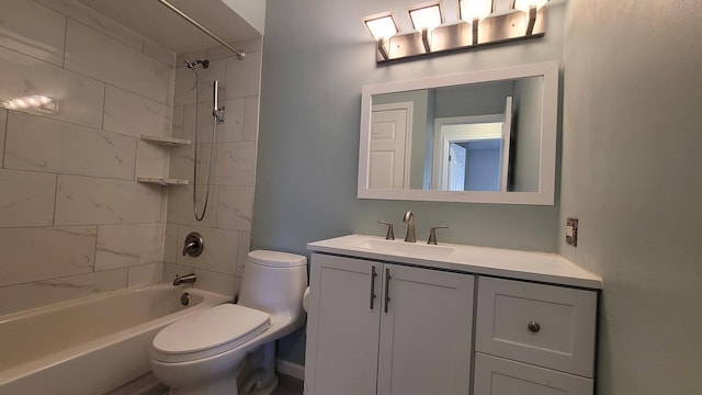 full bath with vanity, toilet, and shower / bath combination