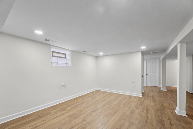 8416 S Bennett Ave, Chicago, IL 60617 - basement featuring recessed lighting, visible vents, light wood-style flooring, and baseboards