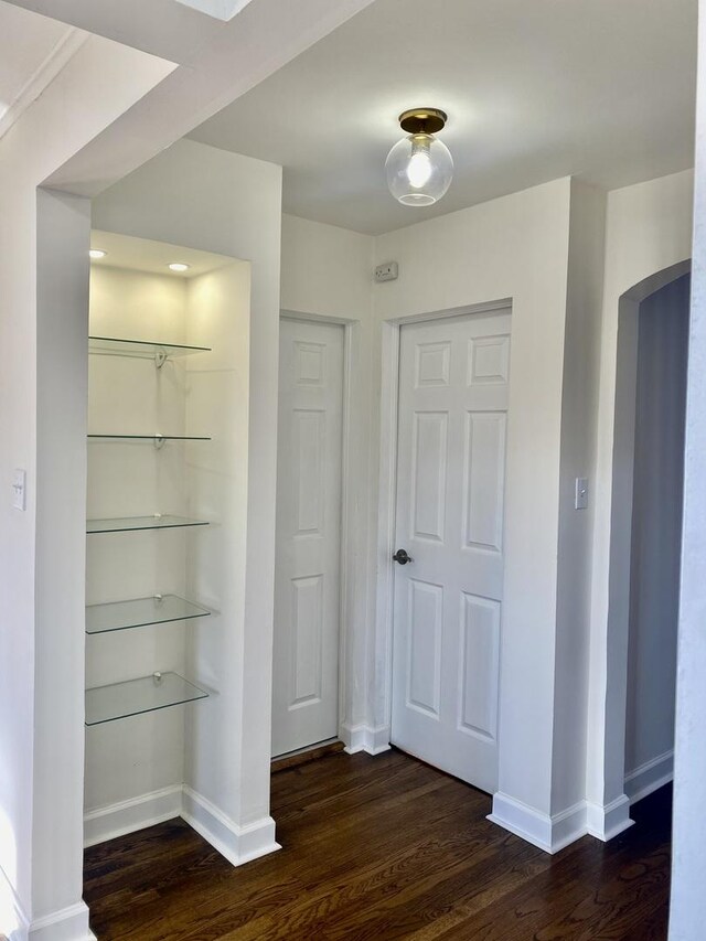 8416 S Bennett Ave, Chicago, IL 60617 - hallway featuring dark wood-type flooring and baseboards