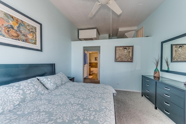 carpeted bedroom featuring baseboards and a ceiling fan