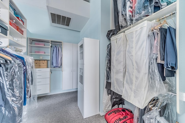 spacious closet with visible vents and carpet floors