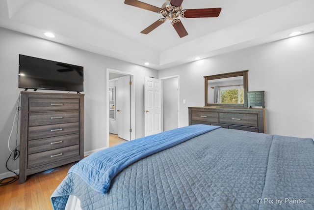 bedroom featuring recessed lighting, baseboards, and wood finished floors