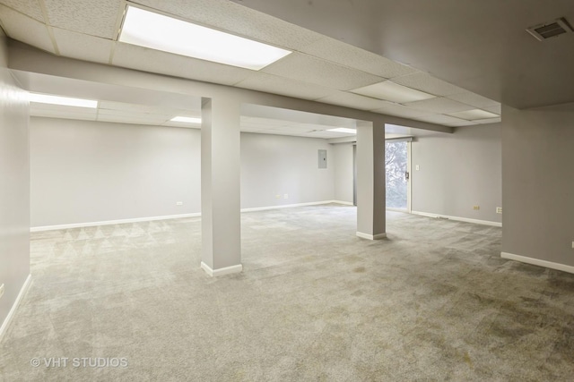 214 S Rush St, Itasca, IL 60143 - basement featuring carpet, a drop ceiling, and baseboards