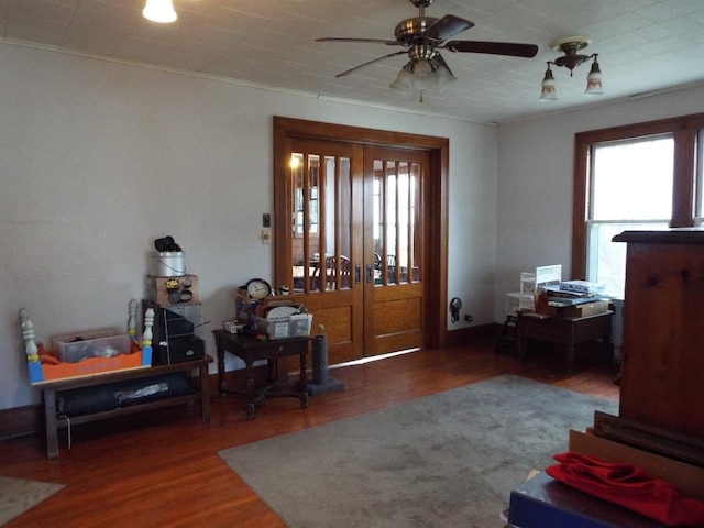 410 S Franklin Ave, Polo, IL 61064 - foyer with a ceiling fan and wood finished floors